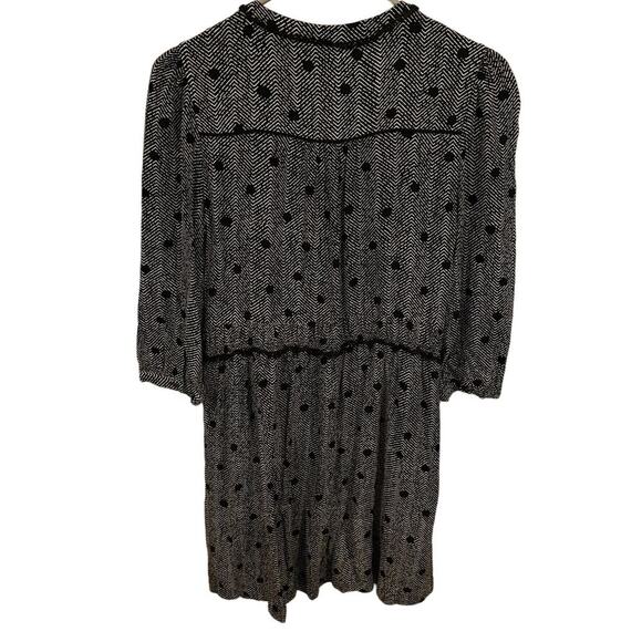 Maeve by Anthropologie Galen Dress Chevron Polka Dot Print Black Size Medium - Picture 3 of 7